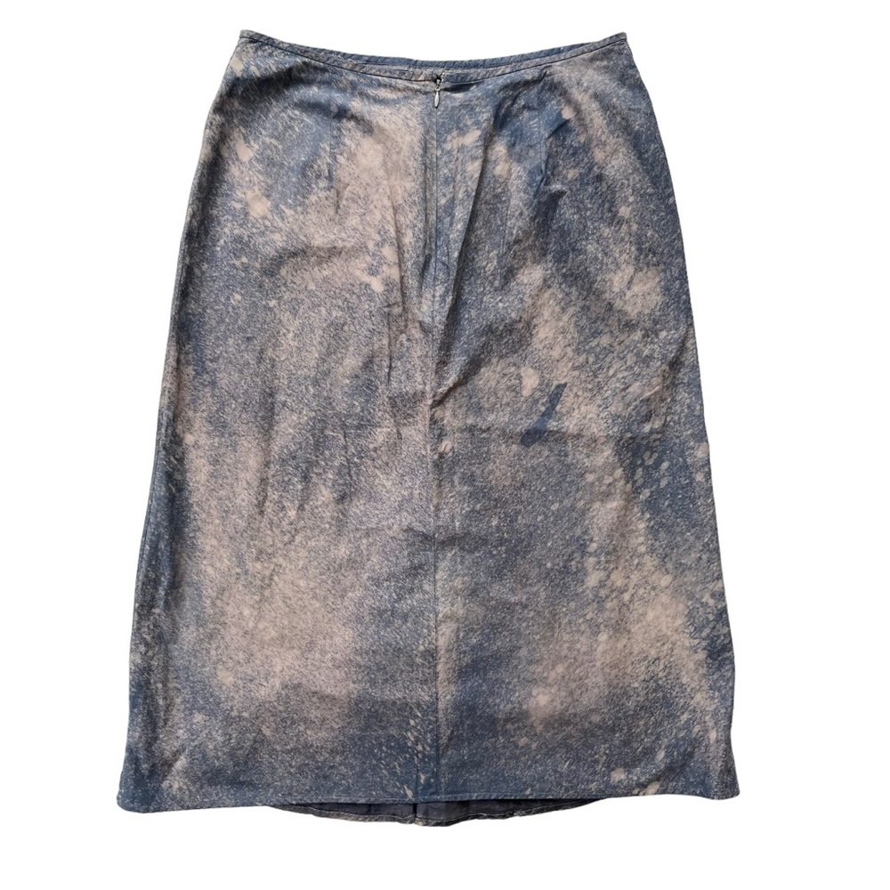 Banana Republic Women’s Size 12 Blue, Tan, Acid Wash Denim Look Lined Midi Skirt - Picture 2 of 15
